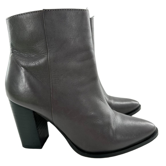 Dune Prestonn womens ankle booties size 7 38 gray leather zip up boots - Picture 15 of 15